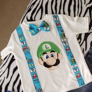 Super Mario Brothers Luigi Bday shirt theme"